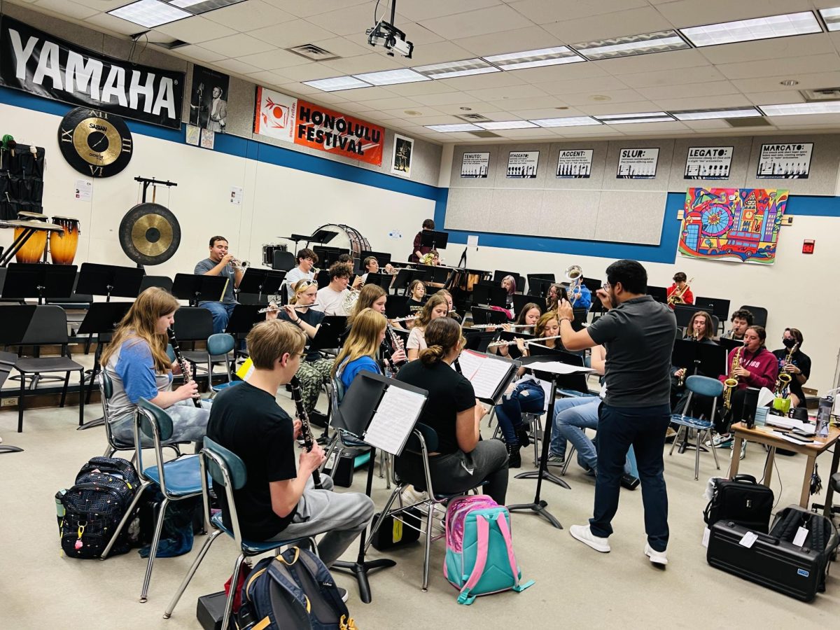 Concert Band students practice during activity period.