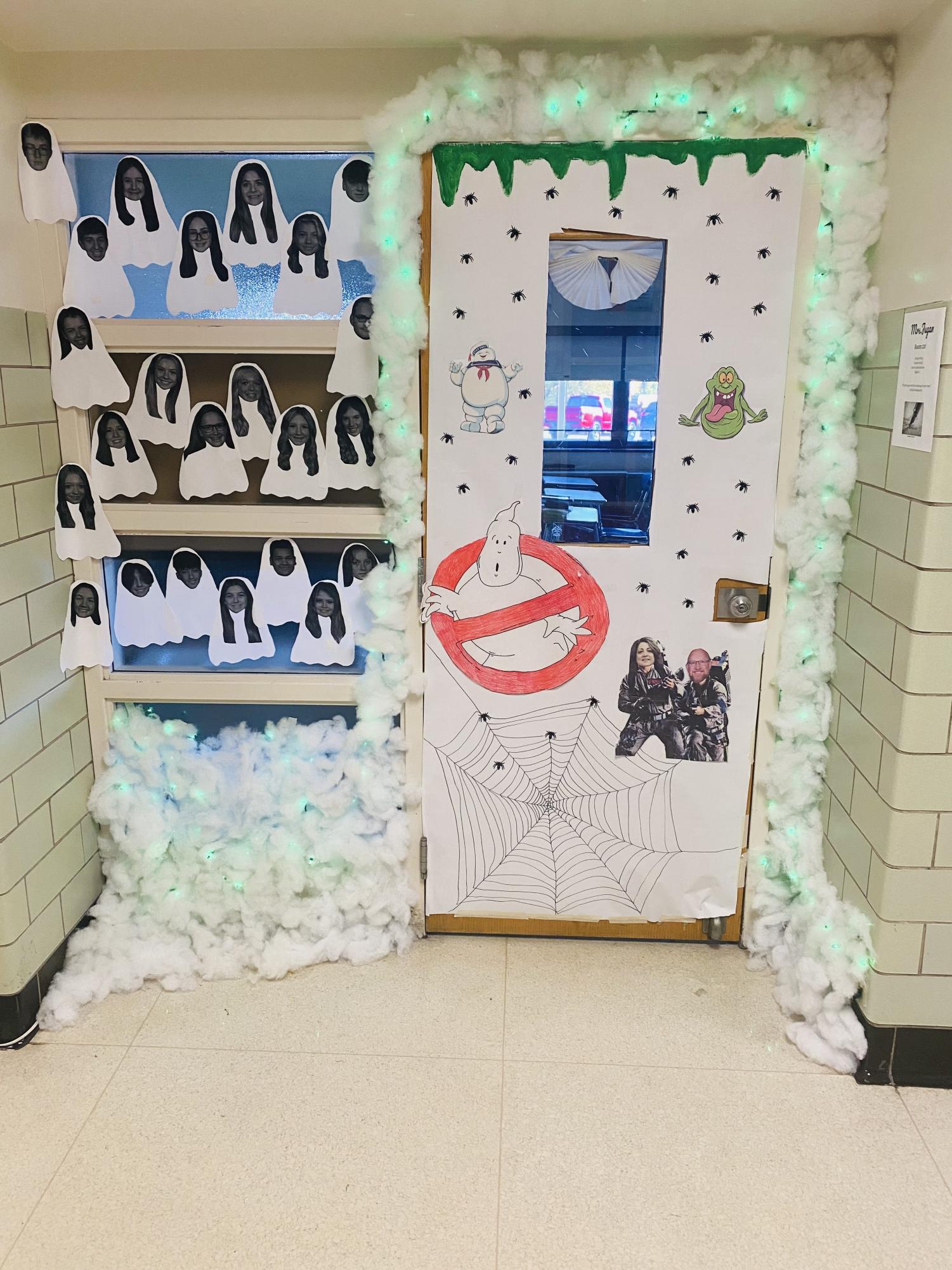 Mrs. Jugans homeroom door themed as Ghostbusters. 
