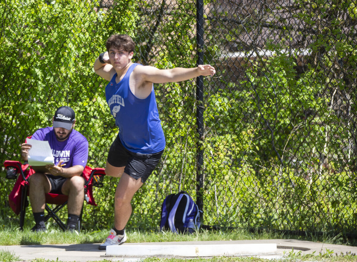Hempfields+Peyton+Murray+competes+in+the+shot+put+at+the+49th+annual+Baldwin+Invitational+on+Friday%2C+May+5%2C+2023%2C+at+Baldwin+High+School.+%28Emily+Matthews%2FPittsburgh+Union+Progress%29