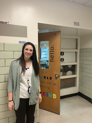 High School teacher Amanda Montell stands outside her Autism Support classroom (Donovan-Shope Photo)