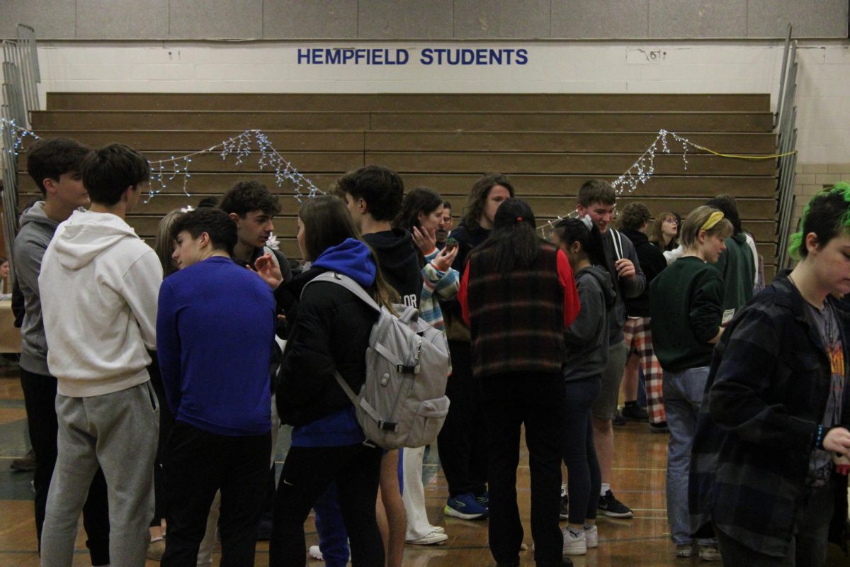 Students gathered for the Holiday Market