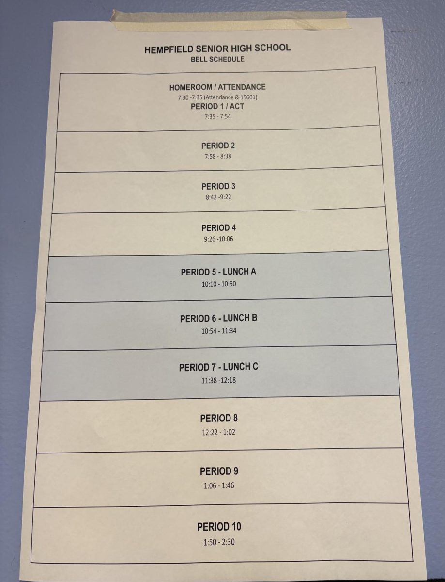Hempfield Area High School 2025-2026 Schedule.