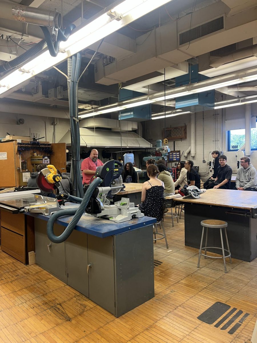 Mr. Siniawski instructing his technology education class
